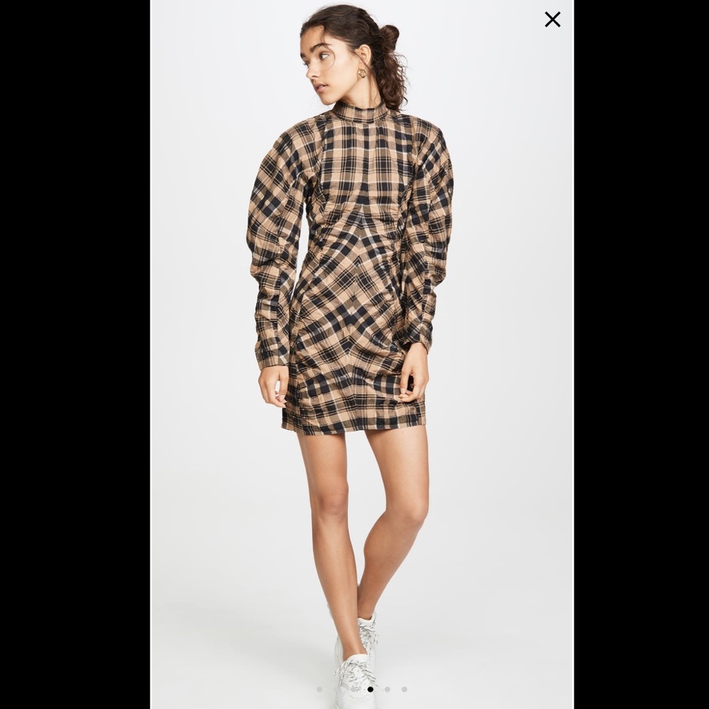 GANNI SEERSUCKER CHECK DRESS EU 34